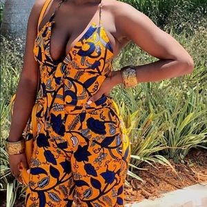 Ankara Wide Leg Pants with Bralette Set